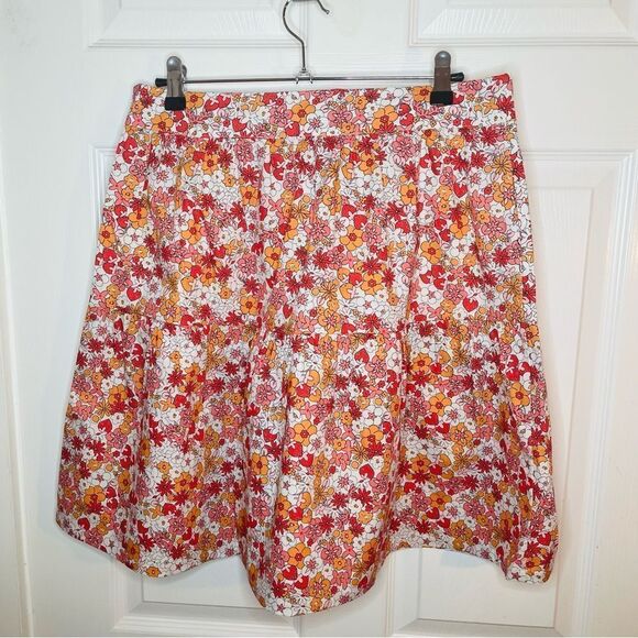 Modcloth Dolls On Parade Tiered Skirt Casusl Cotton Aline Mini Pink Orange L NWT - Picture 7 of 11